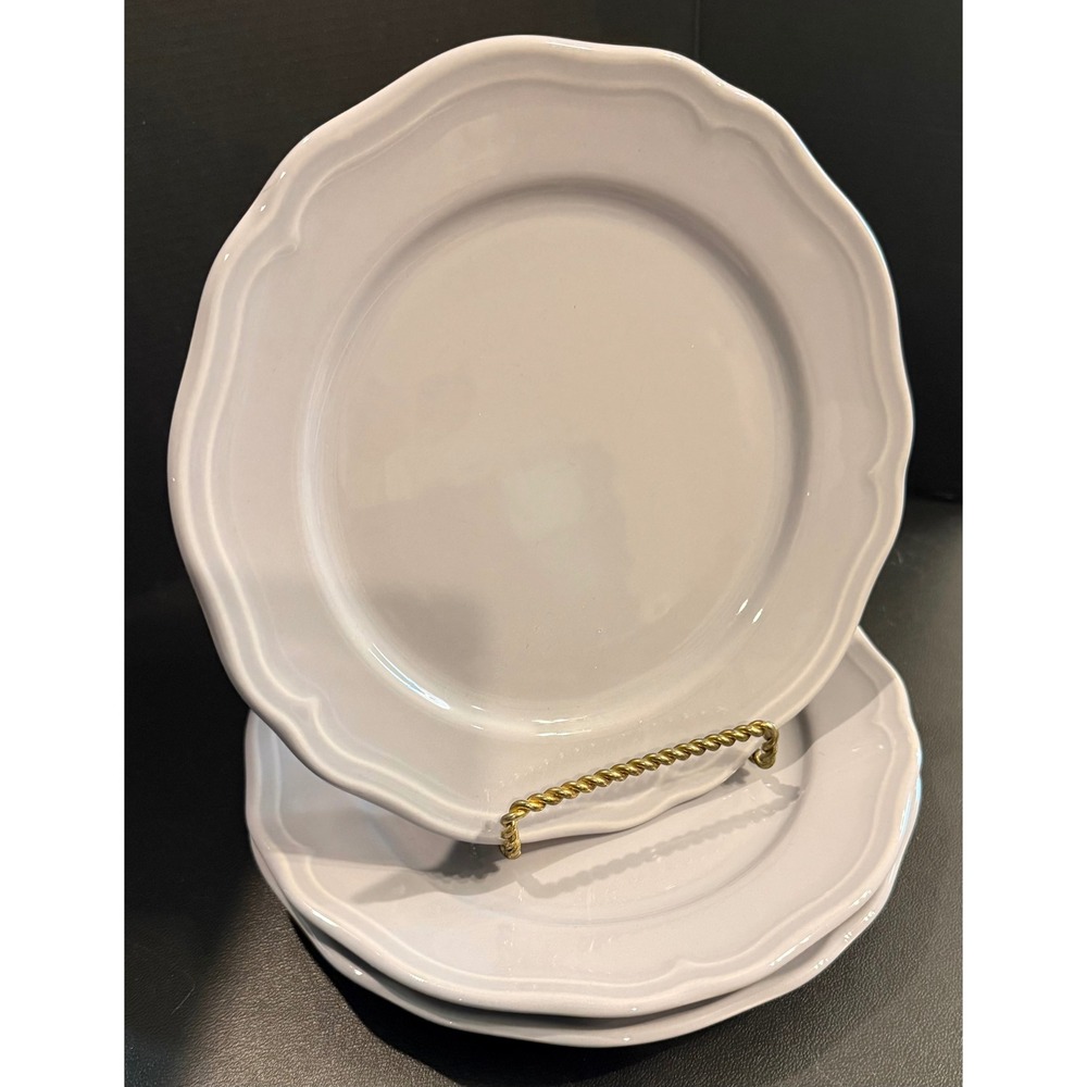 IKEA Sweden Salad Plates Purple Lilac Scalloped Rim Stoneware 17208 Set‎ of 3